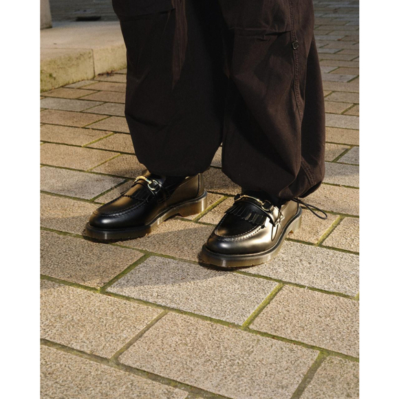 Dr Martens Adrian Snaffle Smooth Leather Kiltie Loafers 7 Man 8 Women Black - Picture 1 of 12